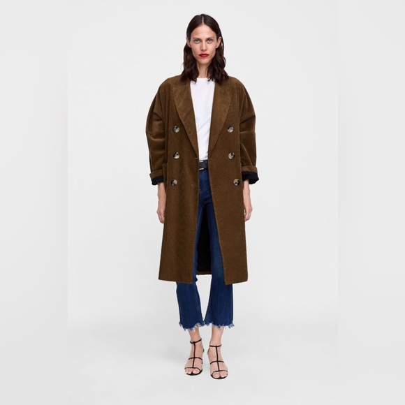 NWOT ZARA Brown Corduroy Coat - Picture 2 of 4